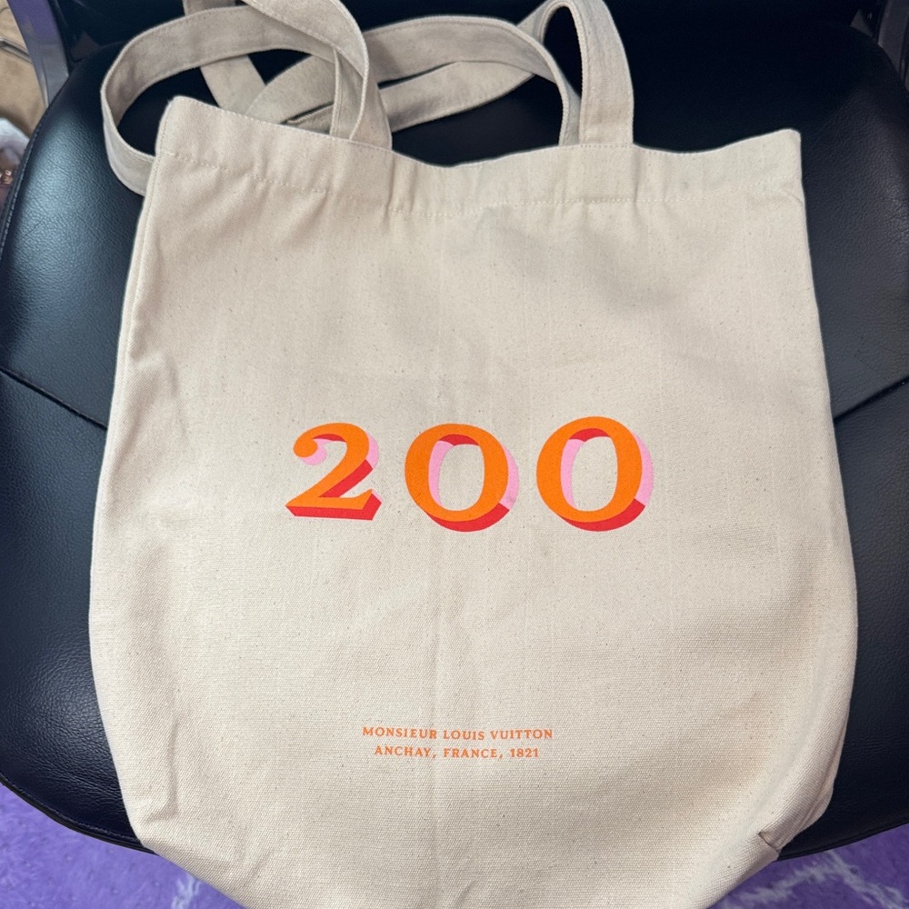 Louis Vuitton Fondation Tan Tote with Orange and Red Accents